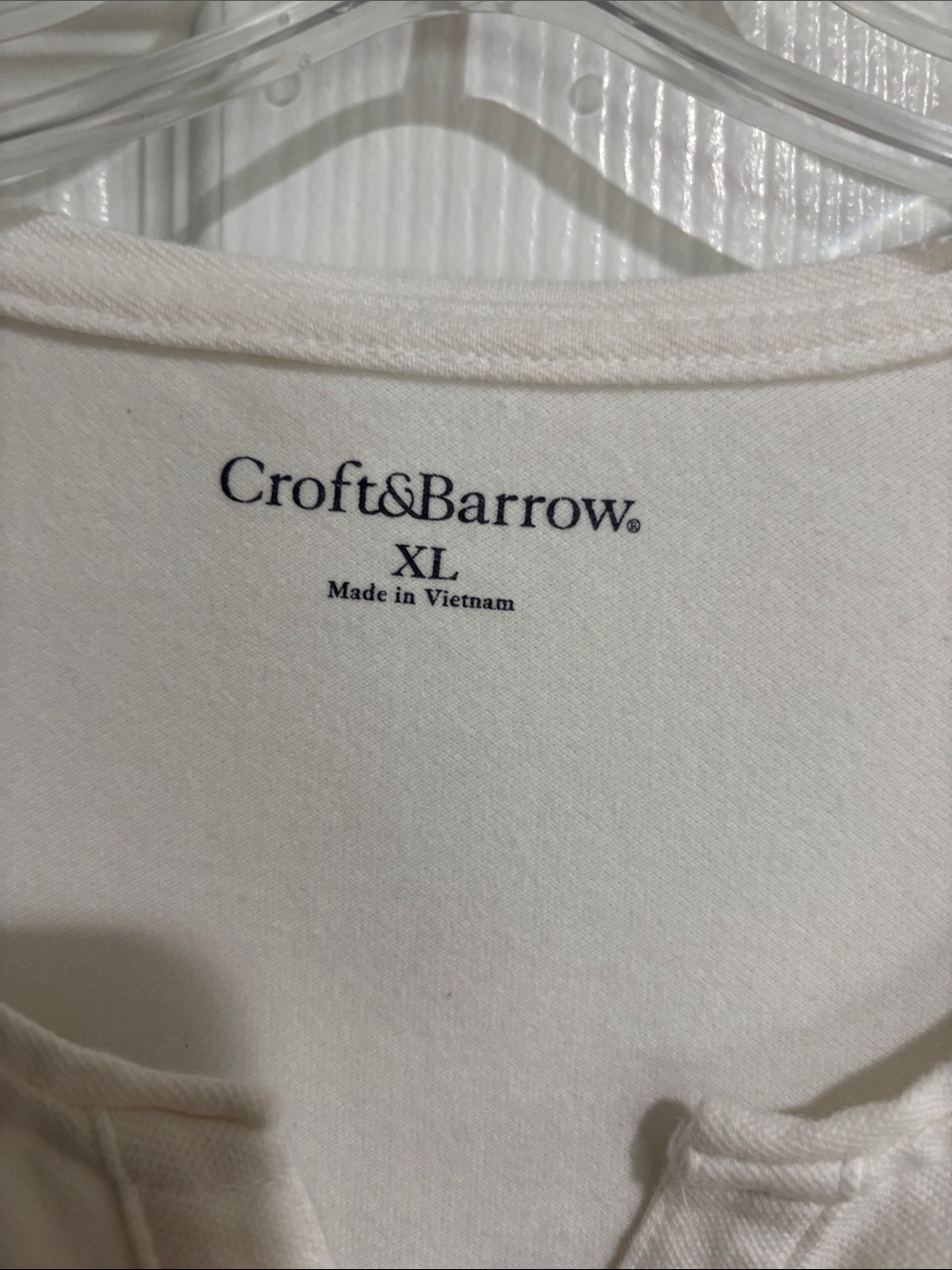croft & barrow Off-White Button Placket Pullover - Picture 2 of 4